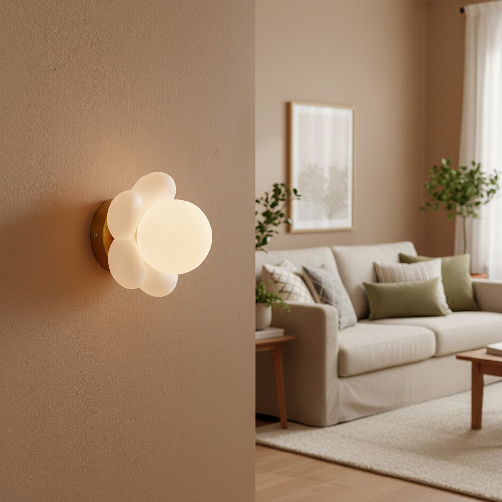 Floral Ceramic Wall Sconce – Creative Wood & Iron Bedroom Wall Light
