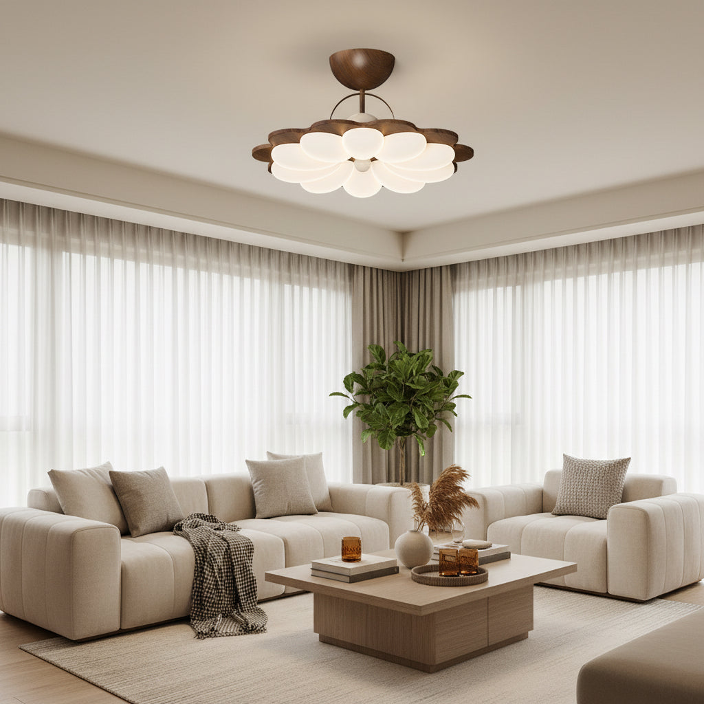 Nordic Flower LED Semi-Flush Ceiling Light – Acrylic Dimmable Living Room Fixture