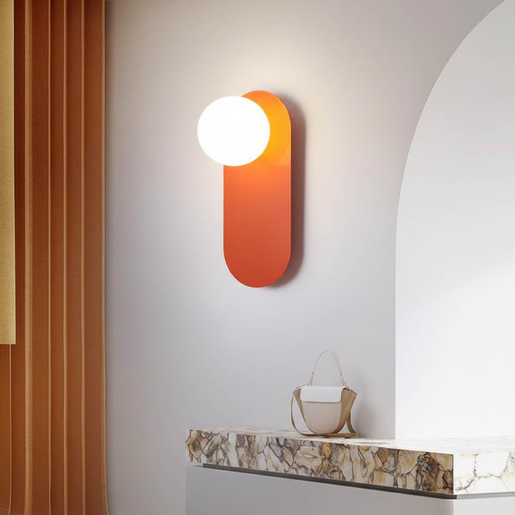 Nordic Orange Glass Wall Sconce – Modern Minimalist Wall Light