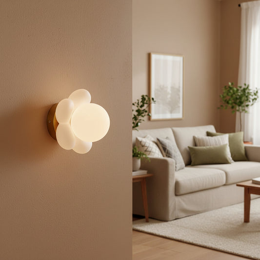 Floral Ceramic Wall Sconce – Creative Wood & Iron Bedroom Wall Light