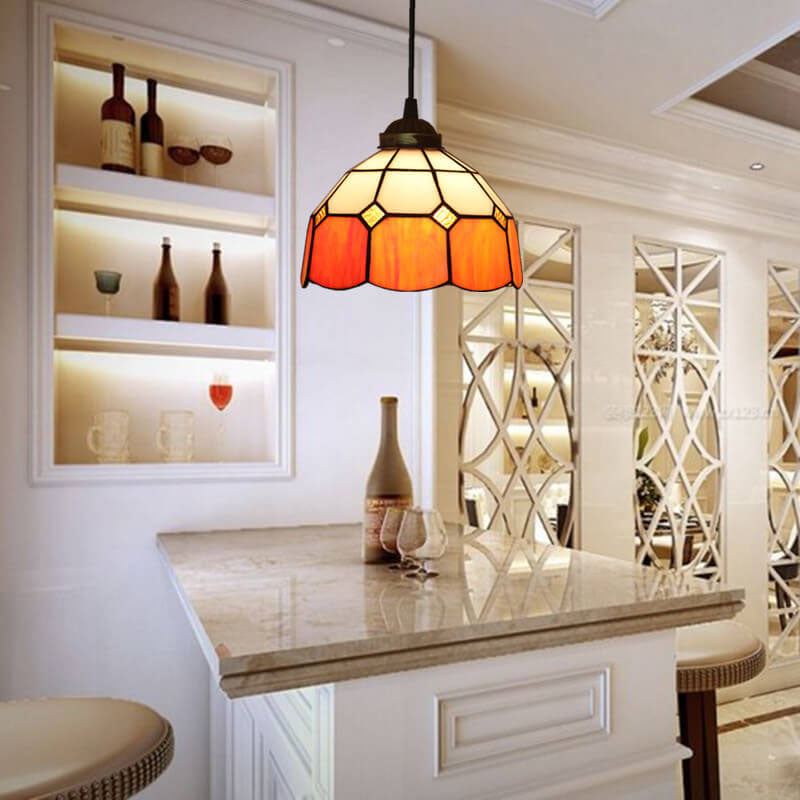 Tiffany Stained Glass Pendant Light – European Dome Hanging Lamp