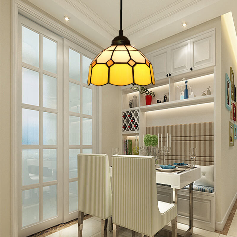 Tiffany Stained Glass Pendant Light – European Dome Hanging Lamp