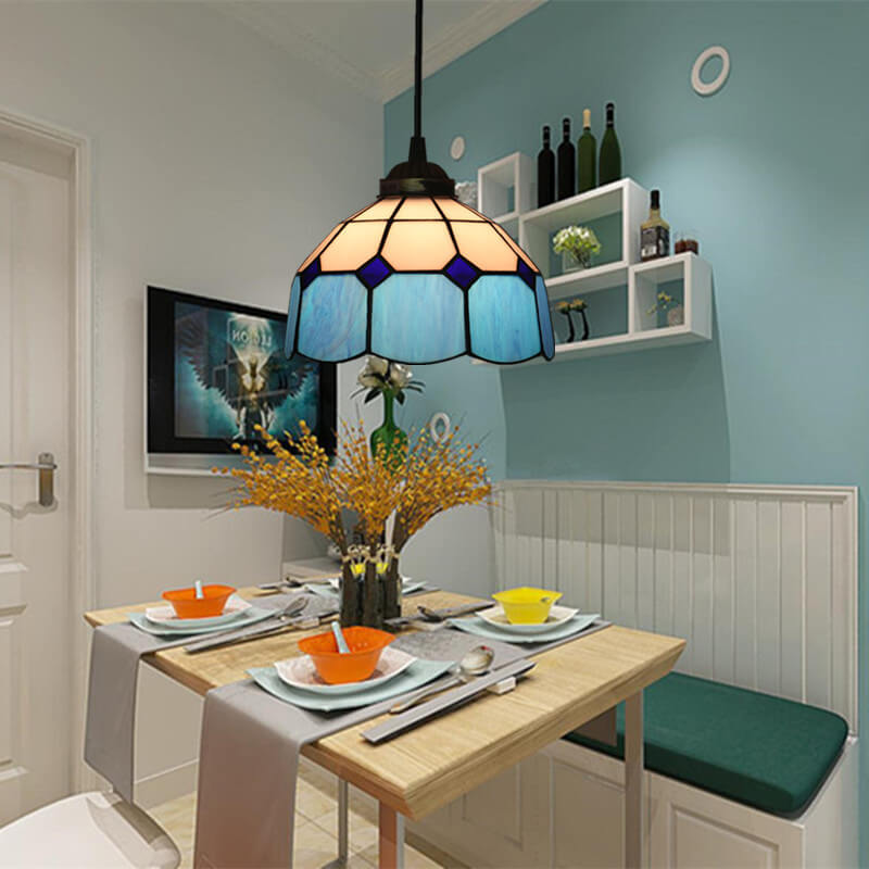 Tiffany Stained Glass Pendant Light – European Dome Hanging Lamp