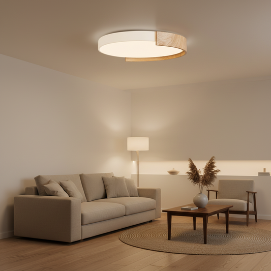 Nordic Round LED Flush Mount Ceiling Light – Dimmable Acrylic Bedroom Fixture