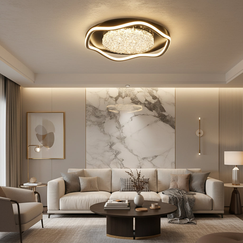 Luxury Petal LED Flush Mount Ceiling Light – Dimmable Modern Living Room Fixture