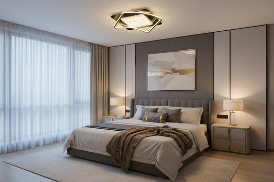 Luxury Square LED Flush Mount Ceiling Light – Modern Dimmable Living Room Fixture