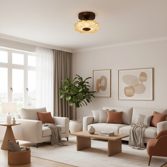 French Petal LED Semi-Flush Mount Ceiling Light – Hallway & Entryway Lighting