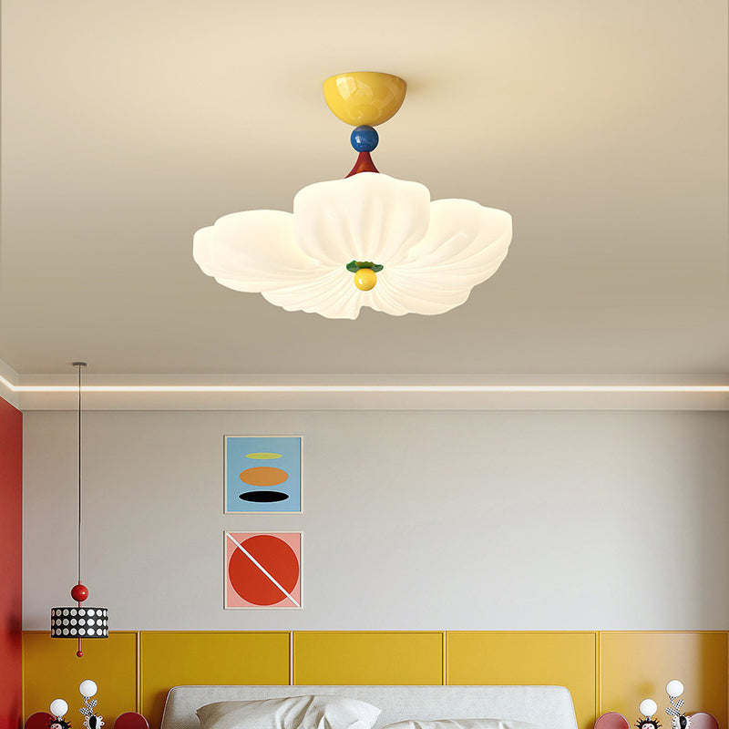 Kids Colorful Flower LED Ceiling Light – Dimmable Semi-Flush Mount Bedroom Light