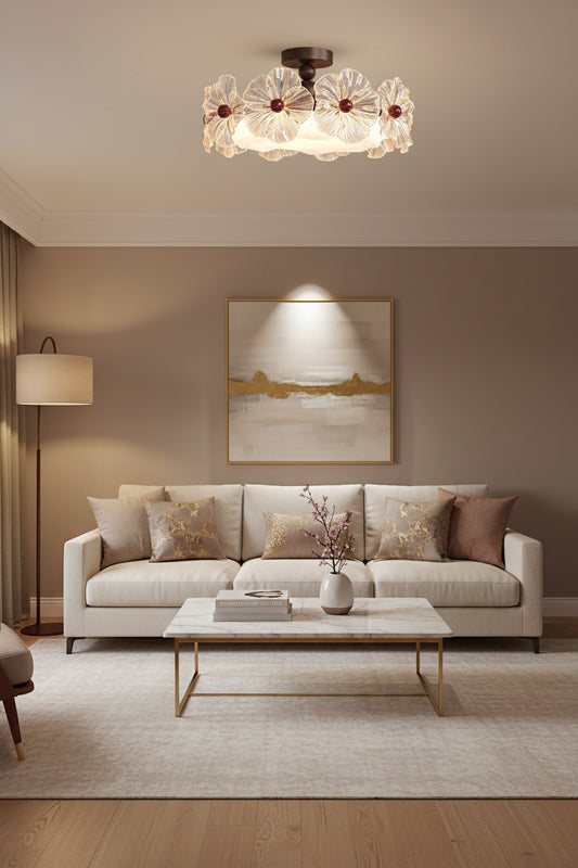 Luxury Crystal Flower LED Ceiling Light – Semi-Flush Mount Living Room & Bedroom