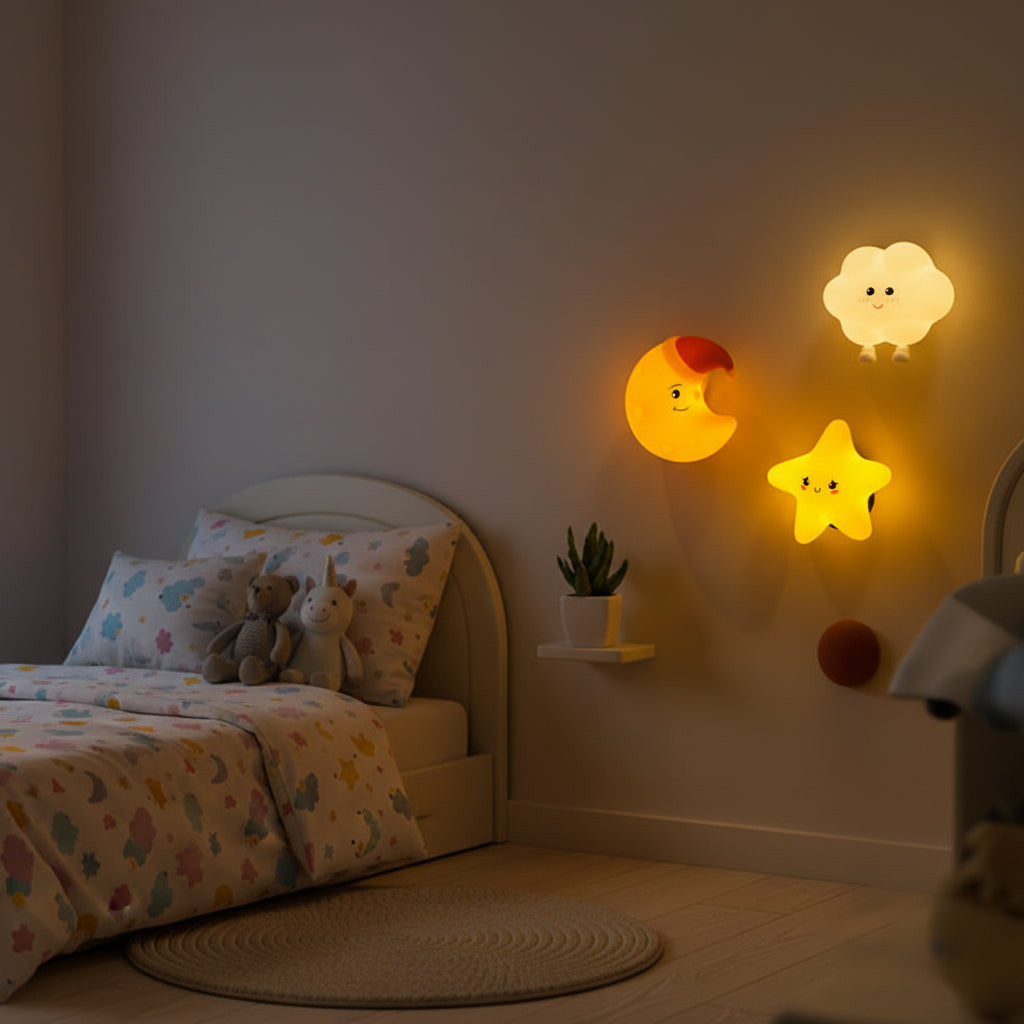 Kids LED Night Light Table Lamp – Star Moon Cloud USB Rechargeable Bedroom Light
