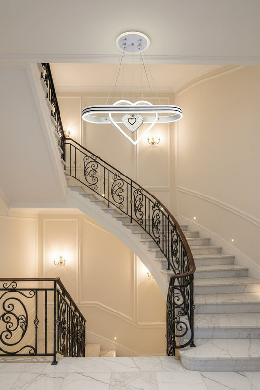 Modern LED Island Light Chandelier – Heart & Oval Shape Dining Room Ceiling Light