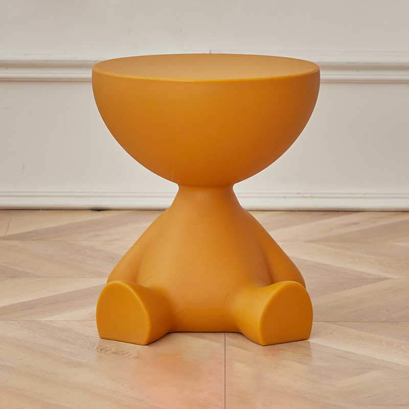 Modern Bear Round Side Table – Creative Accent Table for Living Room