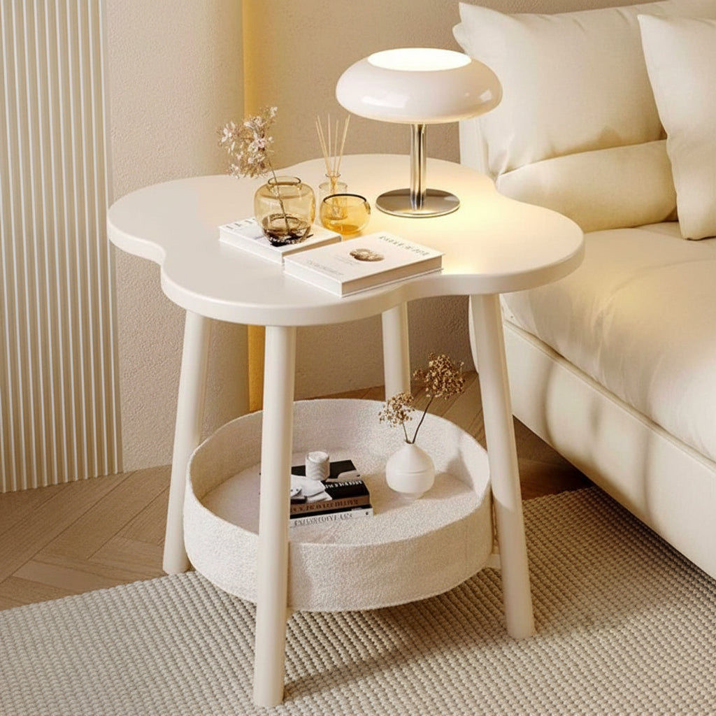 Modern 2-Tier Round Side Table – Cloud Design Living Room End Table