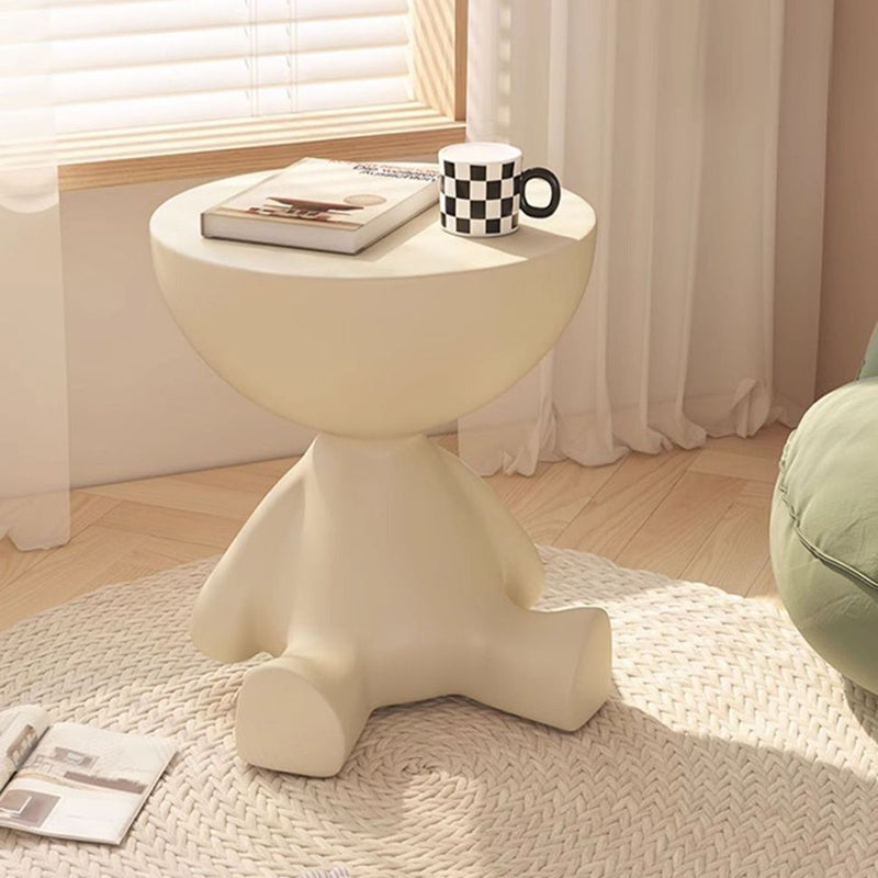 Modern Bear Round Side Table – Creative Accent Table for Living Room