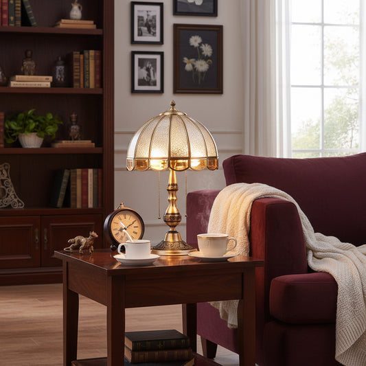Luxury Copper Dome Table Lamp 2-Light – Frosted Glass Bedside & Living Room Lamp